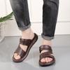 Plus Size Summer Men's Leather Sandals Black Flat Dual-purpose Slippers Outdoor Beach Leisure Sandal Shoes for Men Sandalias New
