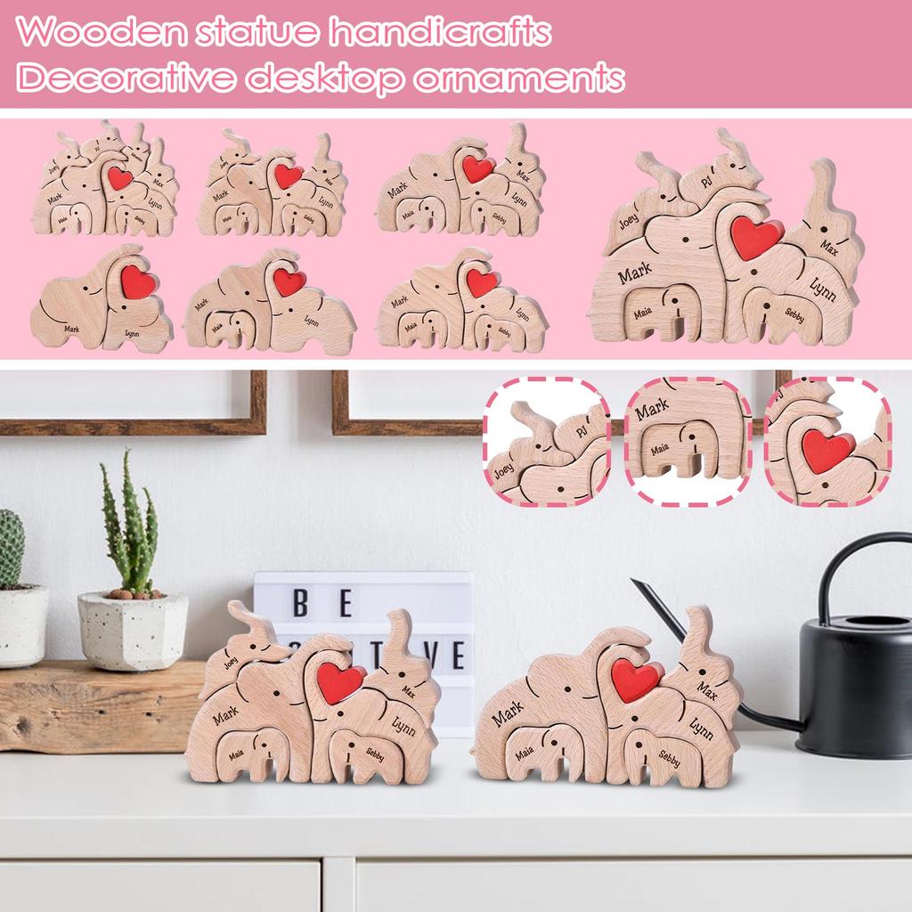 Family Wooden Sculpture Crafts Decoration Wood Carving Living Room Tabletop Ornament