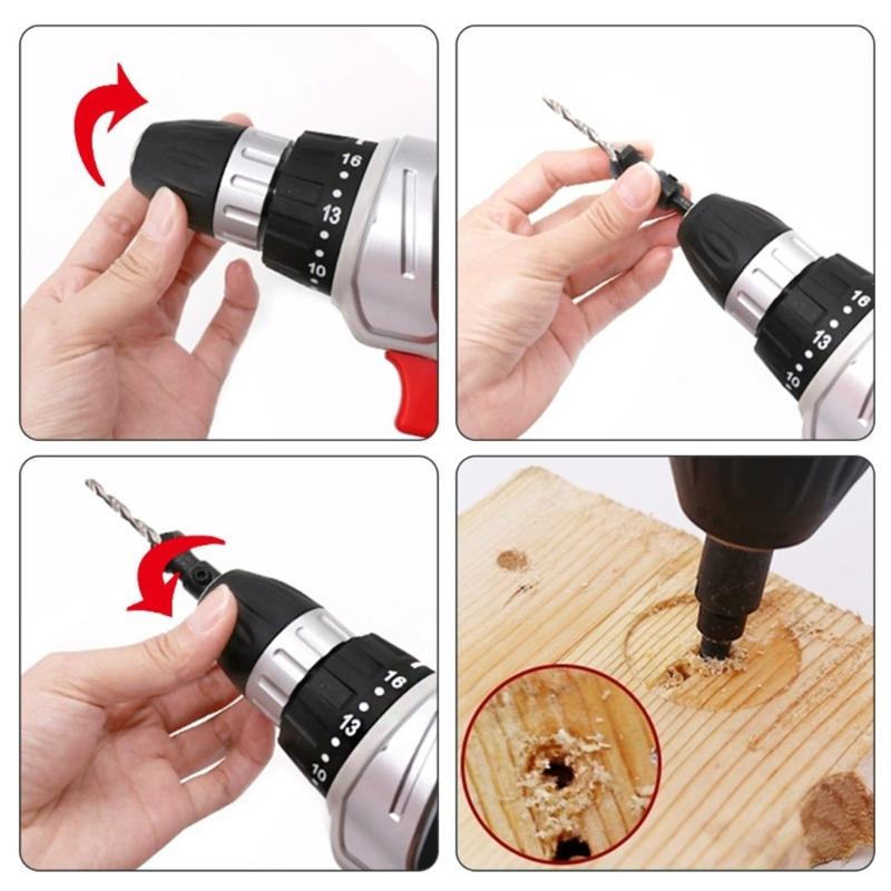 5Pcs Countersink Drill Bit Set Hexagonal Shank for Accurate Wood Boring Effective Debris Removal Carpentry Applications