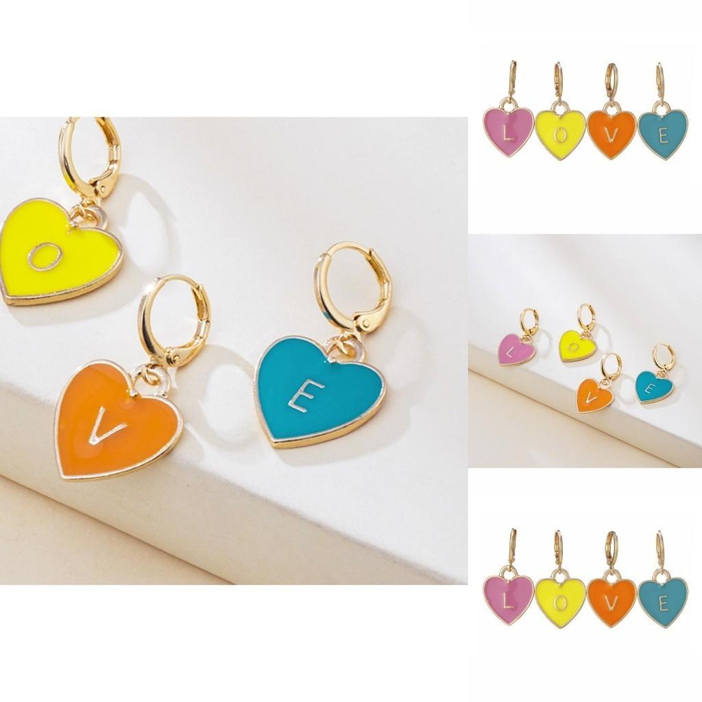 Fashionable Alloy Heart-shaped Love Letter Earrings Trendy Chic Street Style