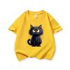 Cute Black Cat Graphic Tee Kids 100 Cotton Crew Neck Casual Breathable T Shirt Short Sleeve Muticolor Tops For Sweet Girls Boys