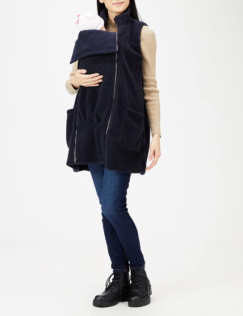 Baby Carrier Compatible Maternity Navy L [Serafin] Coat, Coat, Women's SB-122 (UK12)