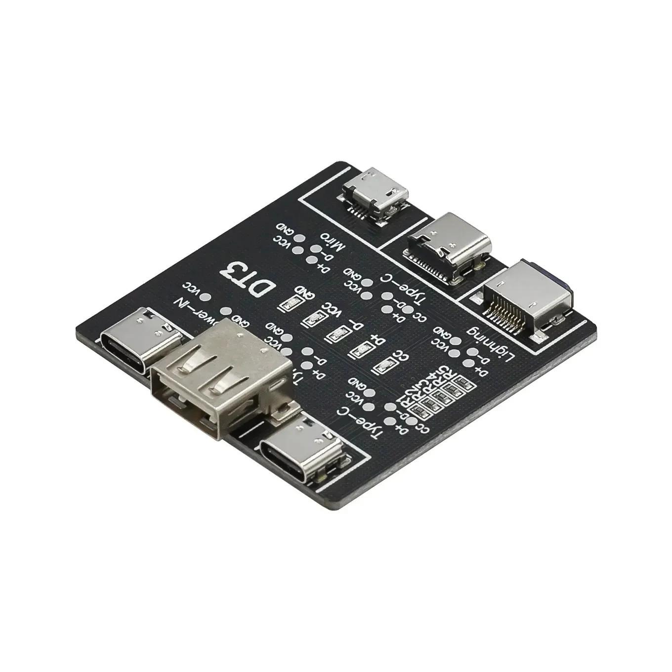 

1pcs USB Data Cable On-Off Detection Board for Micro Type-C Port DT3 USB Cable Tester Fast Detection Lightweight Durable білий