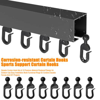 30/50Pcs Plastic Gazebo Curtain Hook Heavy Duty Multi-Functional Outdoor Hotel Gnats Netting Black Curtain Track Hooks Gazebo Accessories