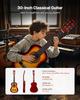 Classical Guitar, 780 mm, Wood Classical Guitar Starter Kit for Beginners, with Nylon Strings, Gig Bag, Strap, Tuner, Extra Strings, Picks, Capo,