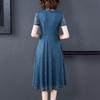 Sexy Lace Dress Women's Short Sleeve Summer Mid Length Dress Ladies Style Slim Dress Solid Color Casual Dress