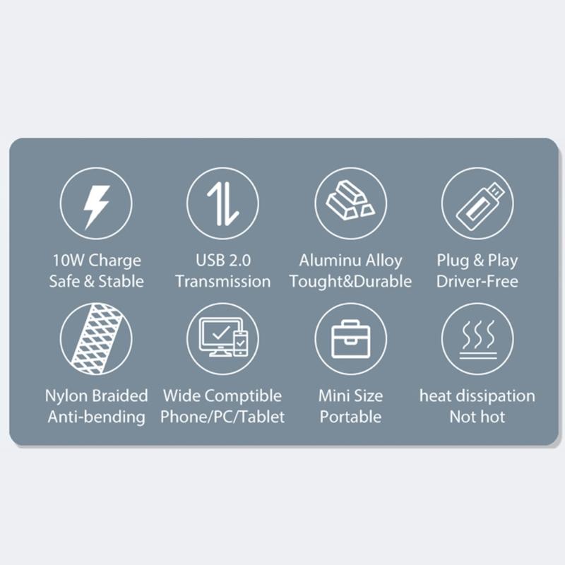 USB C OTG Adapter, 2 In 1 USB C Splitter with PD10W Fast-Charging Type-C Otg and USB A Female Port Nylon Braid Cable