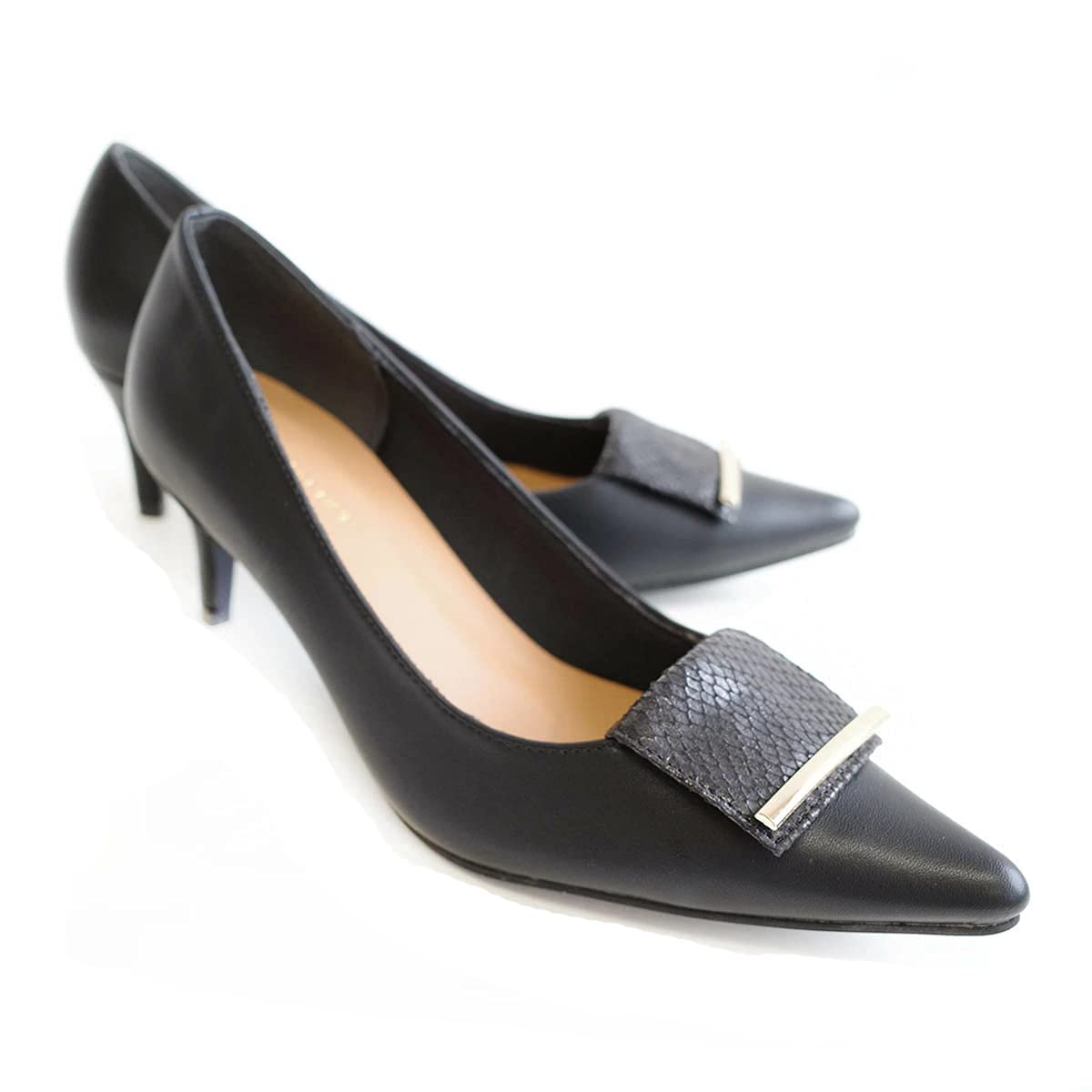 AmiAmi 6cm Heel Pointed Toe Pumps for Women KH7542 LL 245cm Black Smooth x Python 6440₽