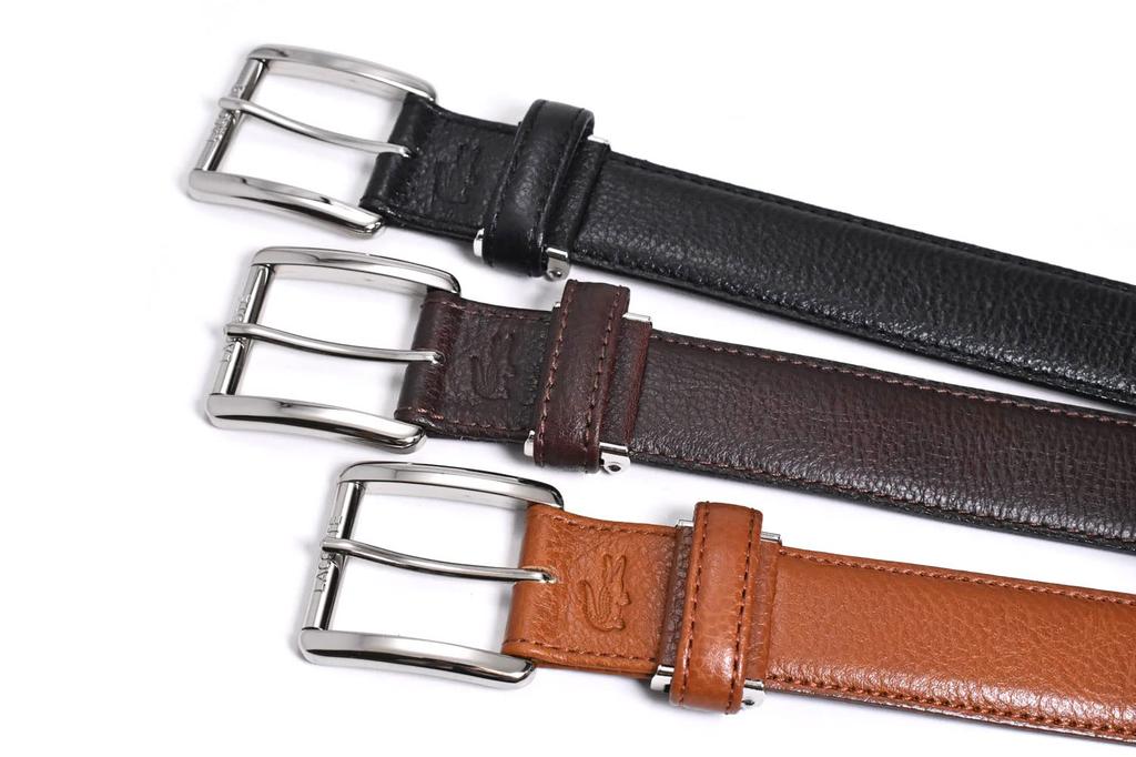 Cowhide Business Belt LB84560 Dark Brown Free Size To Waist Size [Lacoste] Men's (Up 95cm)