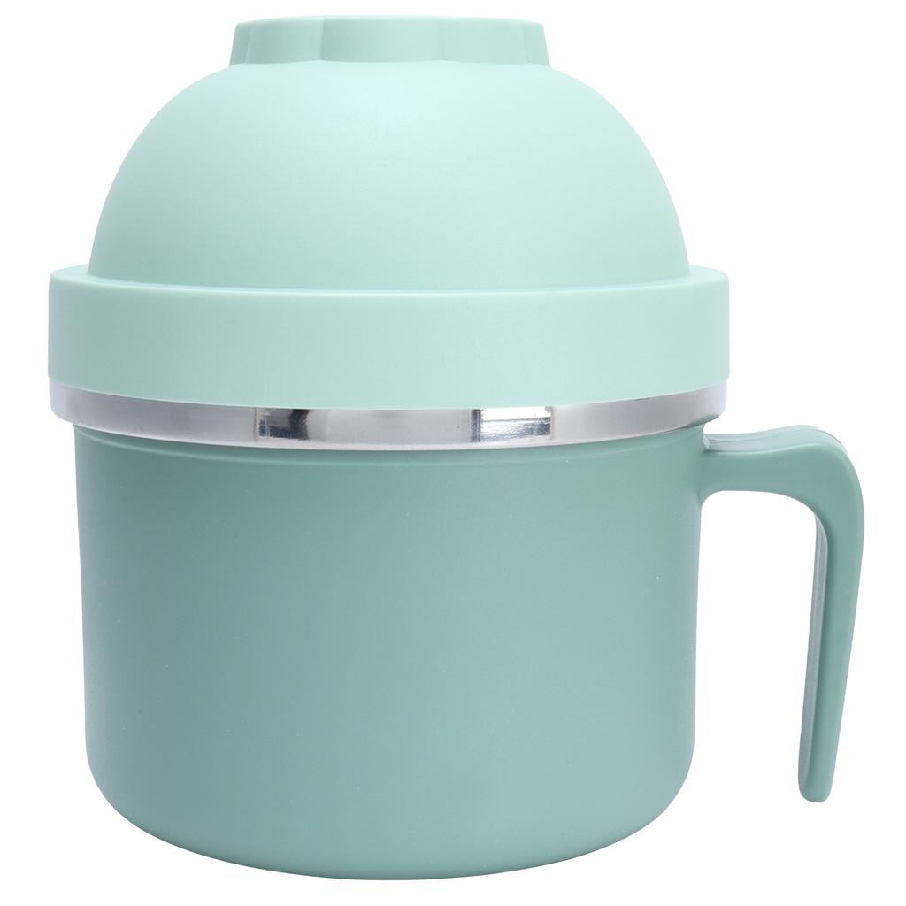 Portable Lunch Box Double Layer Thermal Noodle Bowl with Handle Kitchen Utensils Green