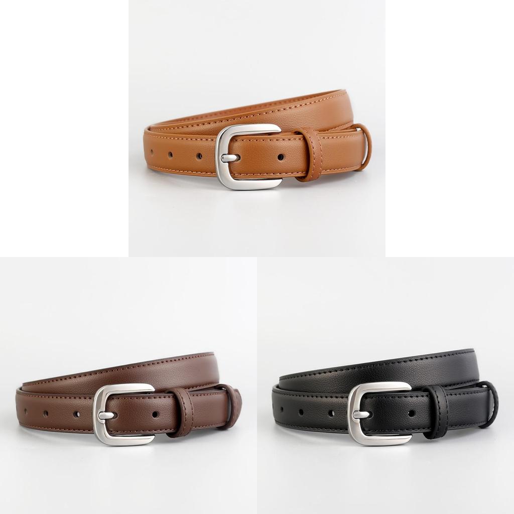 Cintura Minimalista in Pelle da Donna con Fibbia ad Ardiglione per Uso Casual e da Ufficio