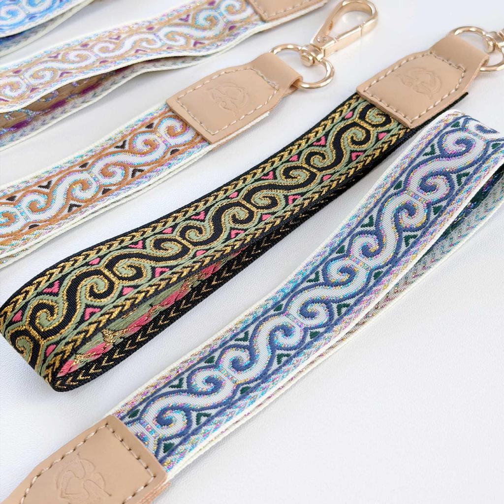 Gold Thread Embroidered Clouds Crossbody Phone Lanyard & Versatile Retro Handbag Strap