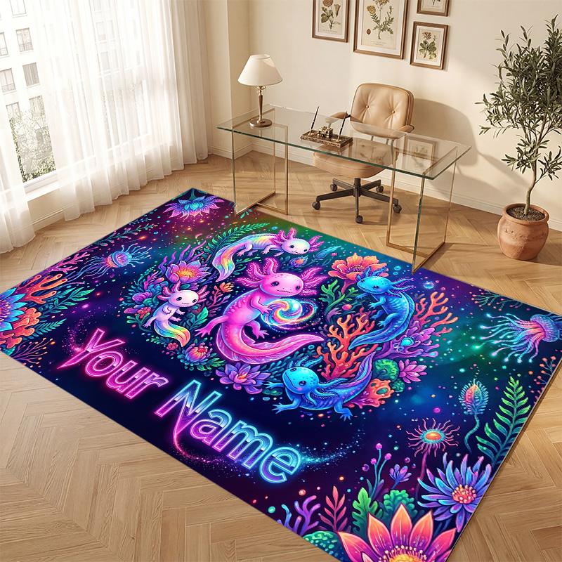 Fantasy Magic Theme Soft Crystal Velvet Rug Custom Name & Text Print Non Slip Floor Rug for Bedroom Living Room
