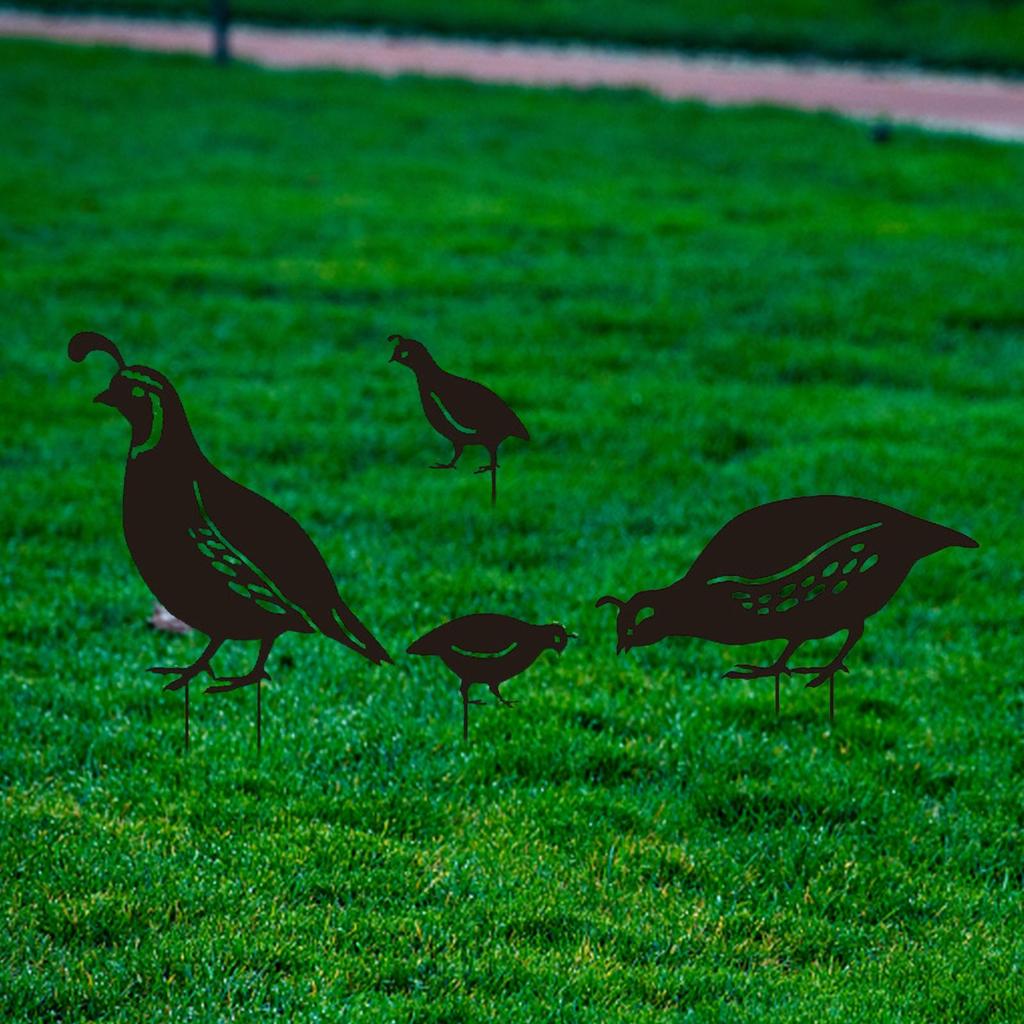 4x Bird Animal Statue Garden Decor Photographic Props Yard Stake Patio Iron Sculpture