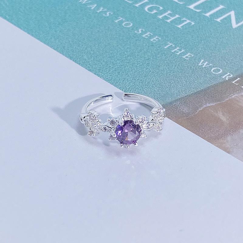 Light Luxury Full Diamond Inlaid Zircon Super Flash High-End Open Ring Niche Exquisite Elegant Personalized Ring