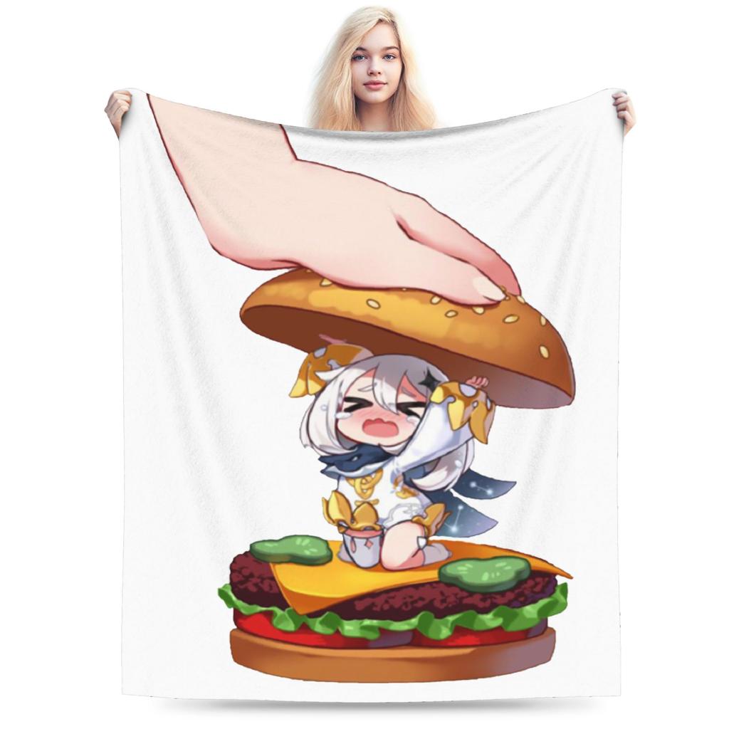 Genshin Impact Venti Blankets Velvet Summer Air Conditioning Barbatos Anime Multi-function Warm Throw Blanket for Bed Car Quilt