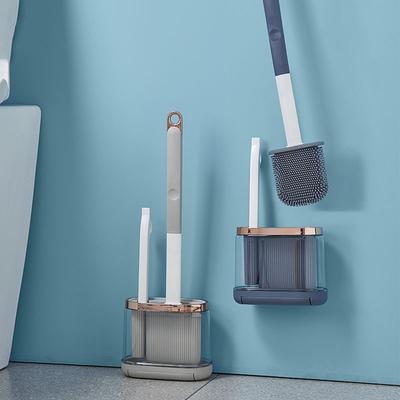 Scopino per WC in silicone Scopino per pulizia WC 2 in 1 con manico lungo Base trasparente per accessori per spazzole per la pulizia