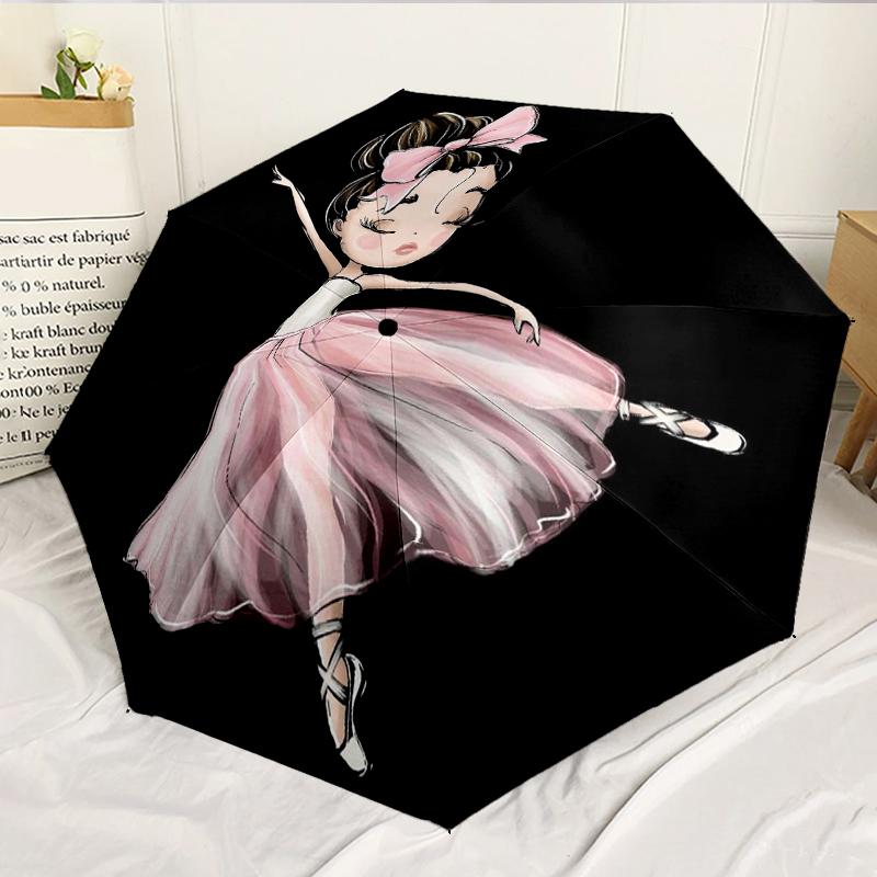 Ballerina With Swans And Flowers 8-Frame for Travel, camping, Casual Lightweight Portable Umbrella, Essential for every family Holidays Birthday Gift