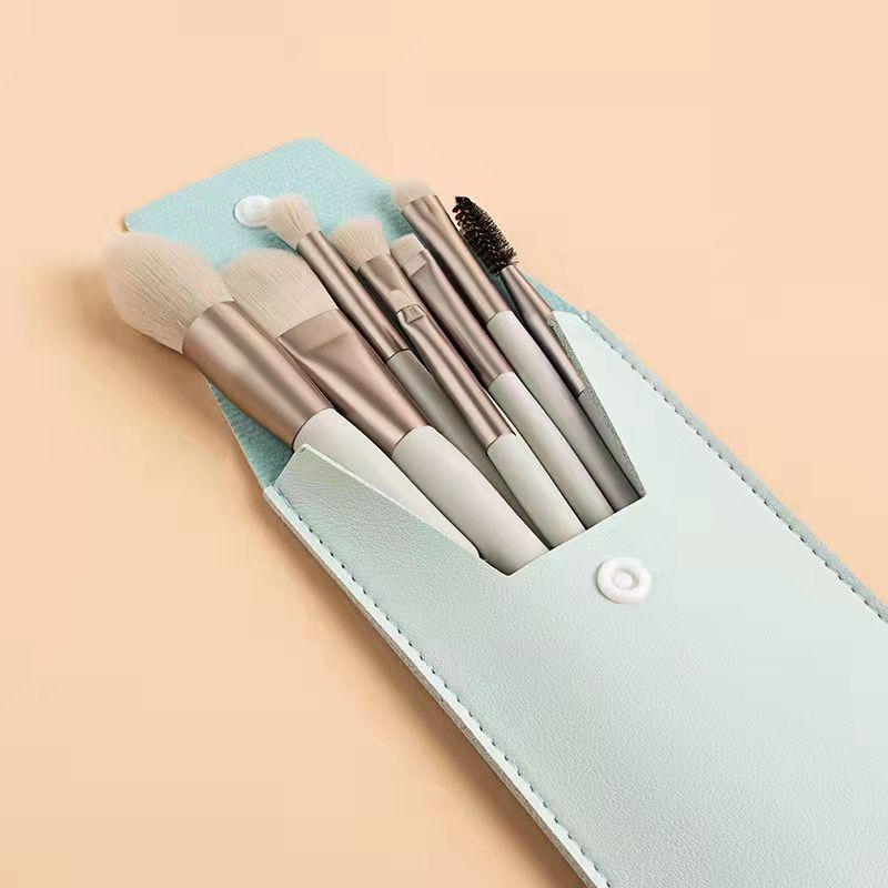 Spot 8 Mini Morandi Portable Makeup Brush Set - Soft Bristles, Includes Eyeshadow Brush