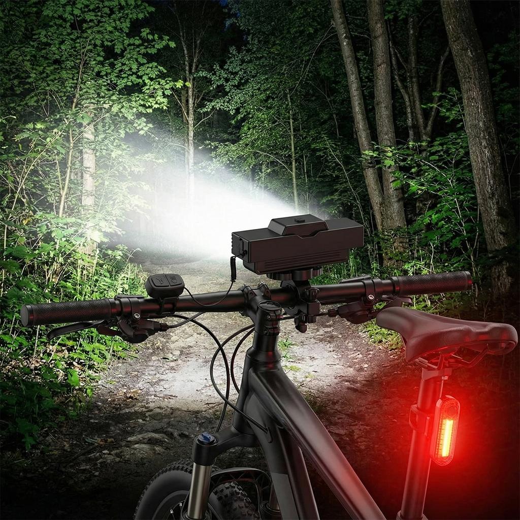 9 LED High Brightness Bike Light Power Display Front Warning Flashlight Shockproof Bike Lamp for Night Riding & Mountain Cycling