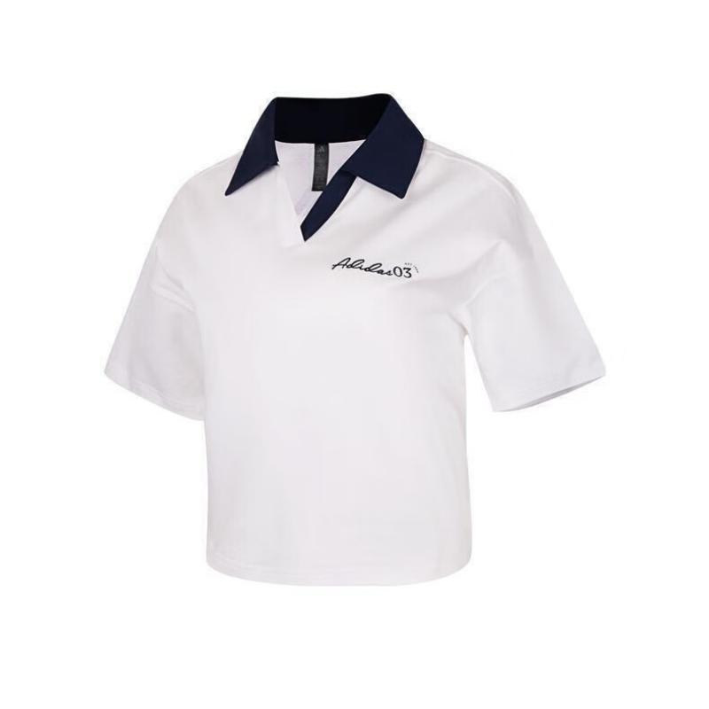 

Adidas Ver Logo Comfortable Short Sleeve Polo Shirt Women tops White JM8789 S