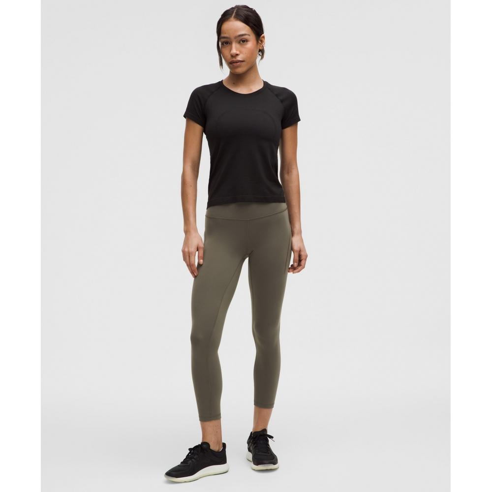 Lululemon Wunder Train High Rise Crop With Pockets 23  Army Green