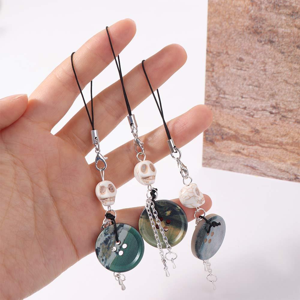 Vintage Skull Button Pendant Bag Decoration Phone Lanyards Fashion Y2K Phone Chain  Backpack