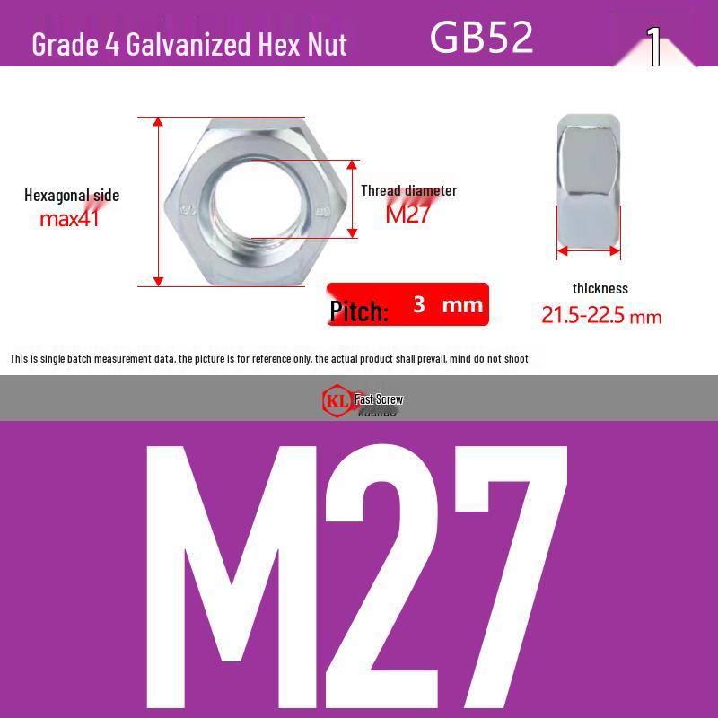 Galvanized Hex Nuts, Flat Washers, Spring Washers in M2-M48, Blue and White Zinc Coated