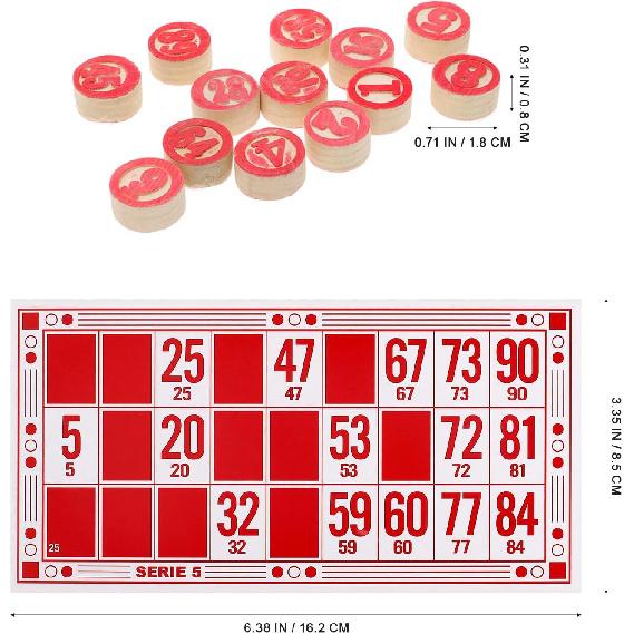 Russian Lotto Board Games Family Bingo Board Game Set of 48 Bingo Cards and 90 Wooden Chess, Great for Adults Kids Family Game Night, Halloween,