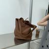 Retro simple shoulder bags large capacity bucket underarm bag pu leather women's commuter tote bag fashion ladies purse handbags