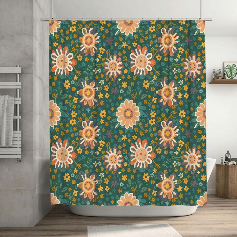 Floral Shower Curtain Waterproof Home Decor Bathroom Accessories Vintage Design Green Flower Garden Printing 180x240cm AliExpres
