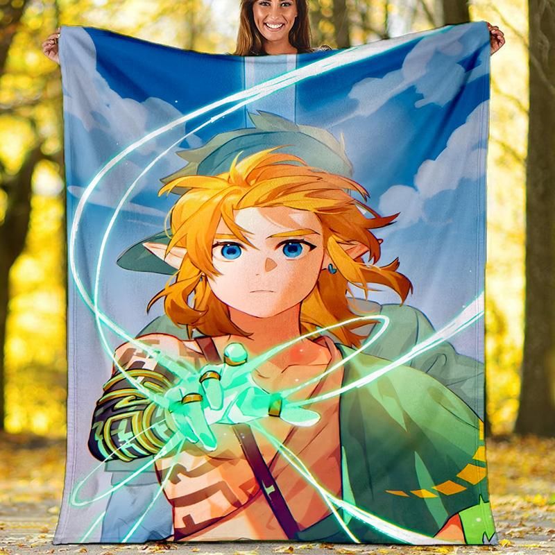 1pc Game Zelda Theme Blanket - Digital Print, Polyester, Cozy for All Seasons, Perfect for Outdoor, and Travel