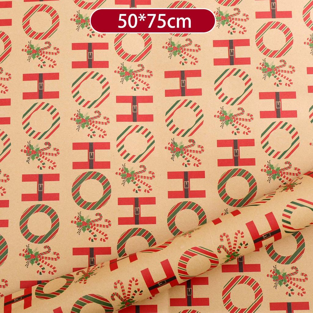 Christmas Kraft Wrapping Paper Cartoon Xmas Tree Santa Claus Gifts Packaging Paper DIY Craft Home Party Decoration Background