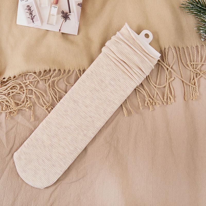 Ladies Autumn and Winter Thick New Products Pure Color Retro Sweat Absorbing Breathable Long Tube Pile Pile Cotton Socks