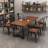 Retro Bistro Industrial Solid Wood Dining Table and Chair Set for Western Restaurants