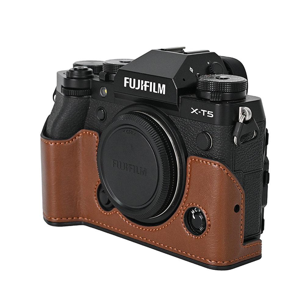 XT5 Camera Bag PU Leather Half Body Case for Fujifilm XT5 Fuji X-T5 Battery Opening Bottom Cover
