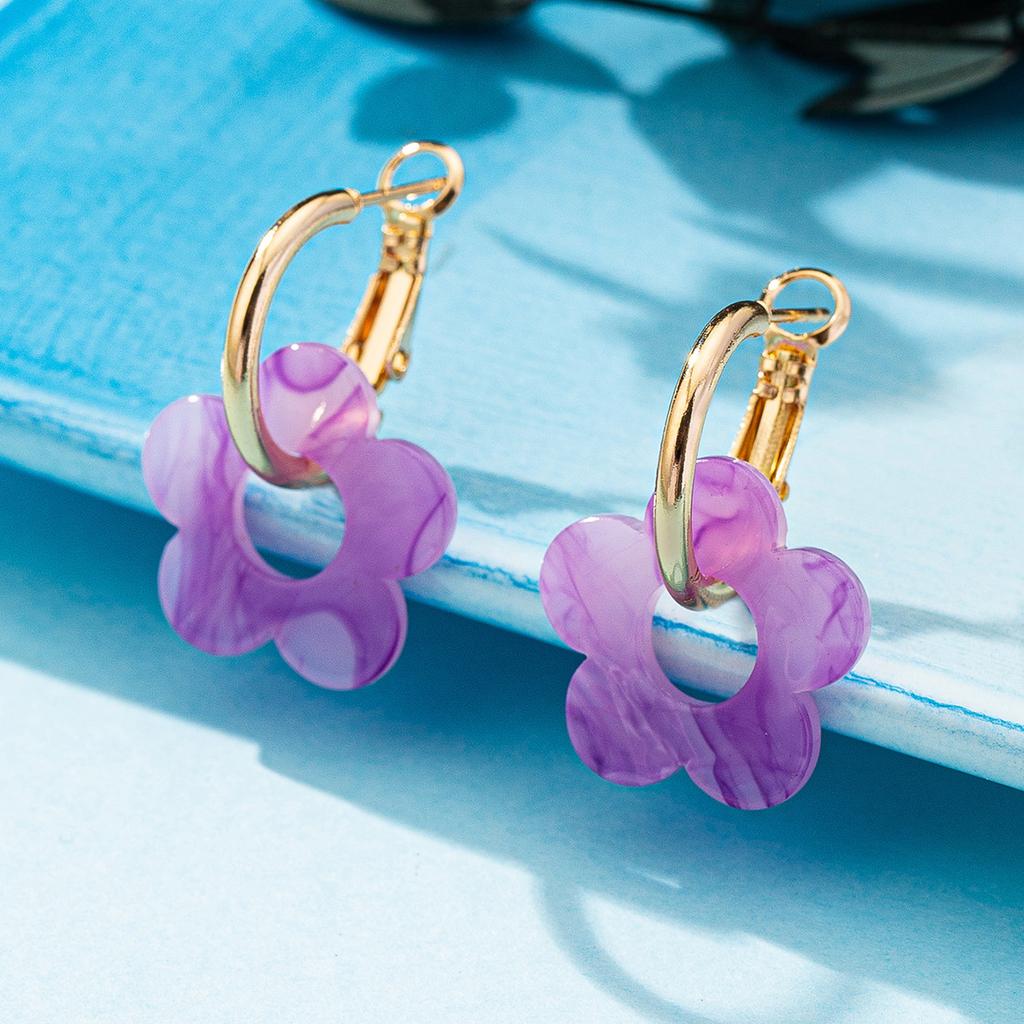 Fashion Exaggerated Flower Earrings Women'S Niche Design Sense Color Temperament Elegant Versatile Earrings