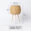Indoor Faux Rattan Triangular Flower Stand - Creative Succulent Holder, Desktop Straw Woven Pot.