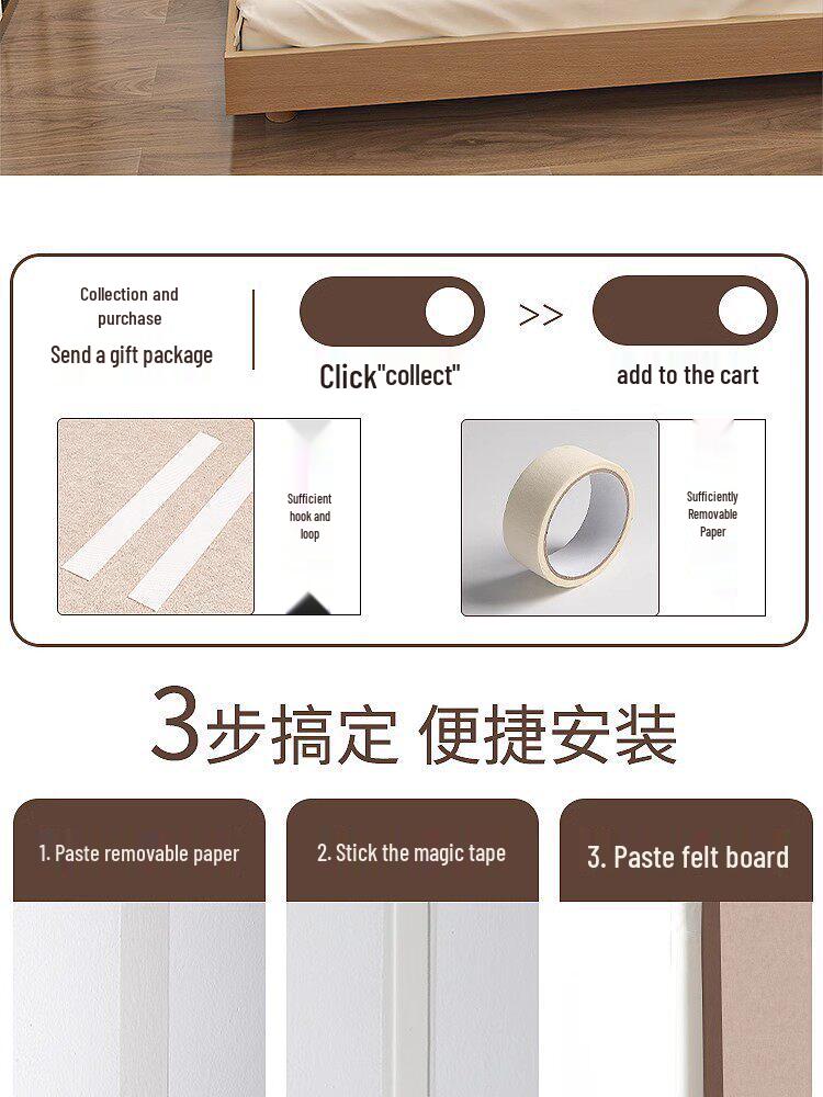 Soft Upholstered Headboard Felt Wall Sticker: Anti-collision Decorative Wall Guard for Bedroom
