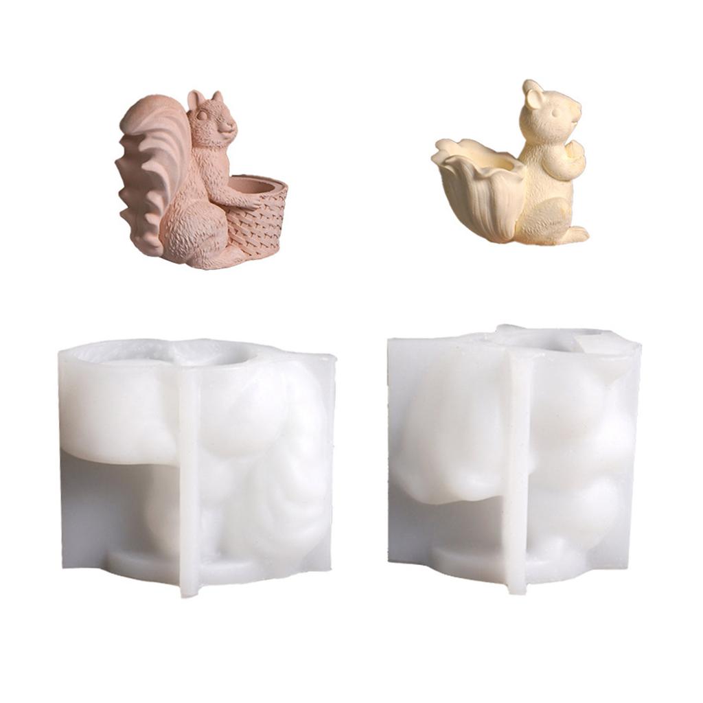 Lebensmittelechtes Silikon Eichhörnchen Korb Form Set 2 Stück Bastelwerkzeug für Resin Gips Aufbewahrungsbox