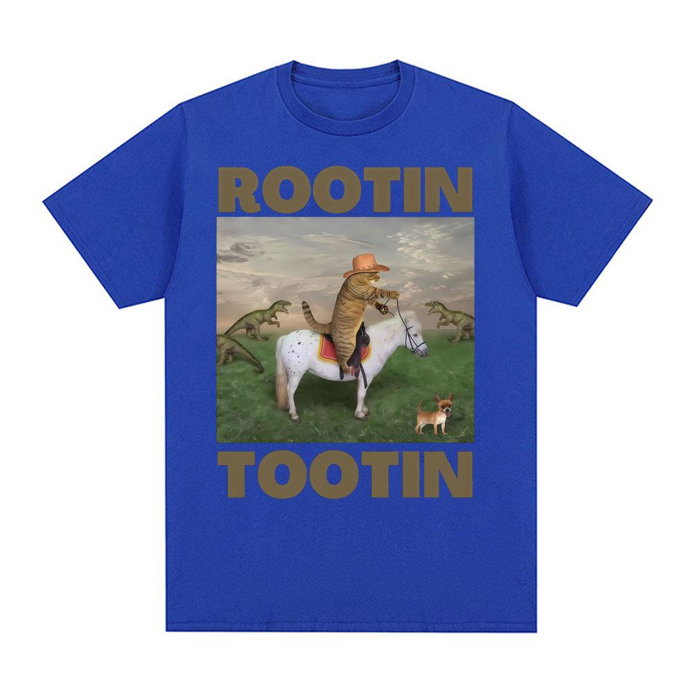 Rootin Tootin Cowboy Cat Graphic Tshirts Unisex Clothing Retro Fashion Humor Short Sleeve T Shirts Cotton Casual Oversized Tshirt