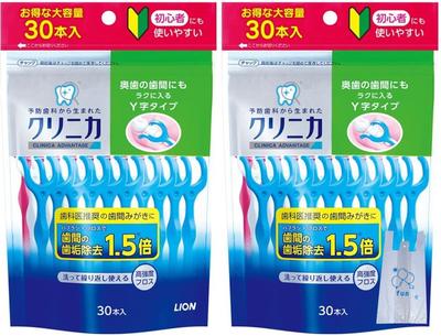 Advantage Dental Floss 30 Pieces X 2 Bags Pieces Includes Shopping Y-Type Mint, (60 Total), Bag.