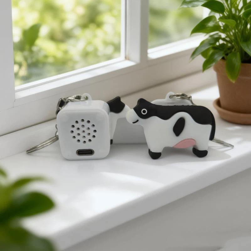 Cow Dog Stress Relief Luminous Sound Making Keychain Fun Prank Venting Abstract Idol Creative Cultural Gift Plastic Material