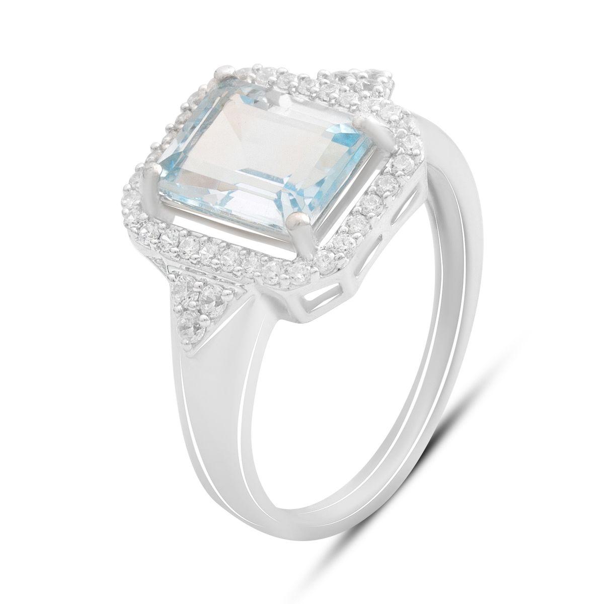 

Серебряное кольцо с натуральным топазом 3.232ct, вес изделия 3,82 гр (2188315) 17.5 небо синє світло кольору