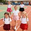 School Girls Dance Layered Tutu Skirt Elastic Waist Pleated Skirt Kids Performance Daily Wear Casual Party Outfit Ruffle Skirts