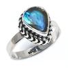 Natural Labradorite Gemstone Handmade 925 Solid Sterling Silver Ring Size 8 i7f42
