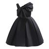 Girls One Shoulder Dress Solid Color Princess Party Kids 3-8 Years