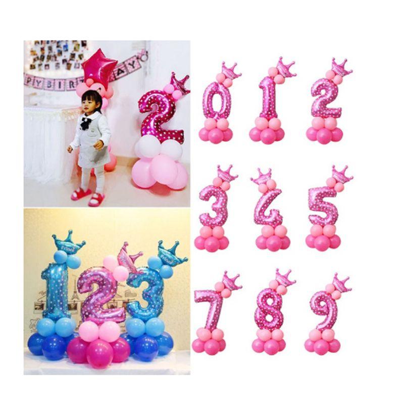 Elegant 32" Number Foil Balloon For Birthday Wedding And Party Decor Blue/pink