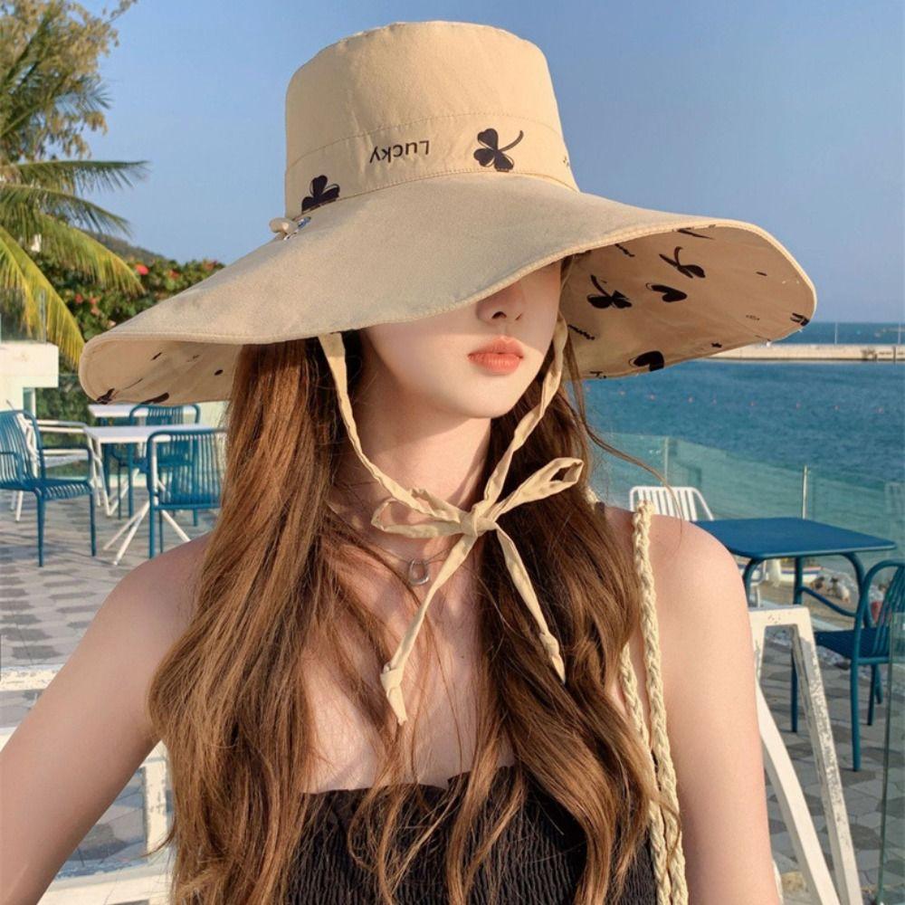 Sweet Wide Brim Sun Hat Anti-UV Sun Protection Cap Elegant Sunshade Fisherman Hat  Girls