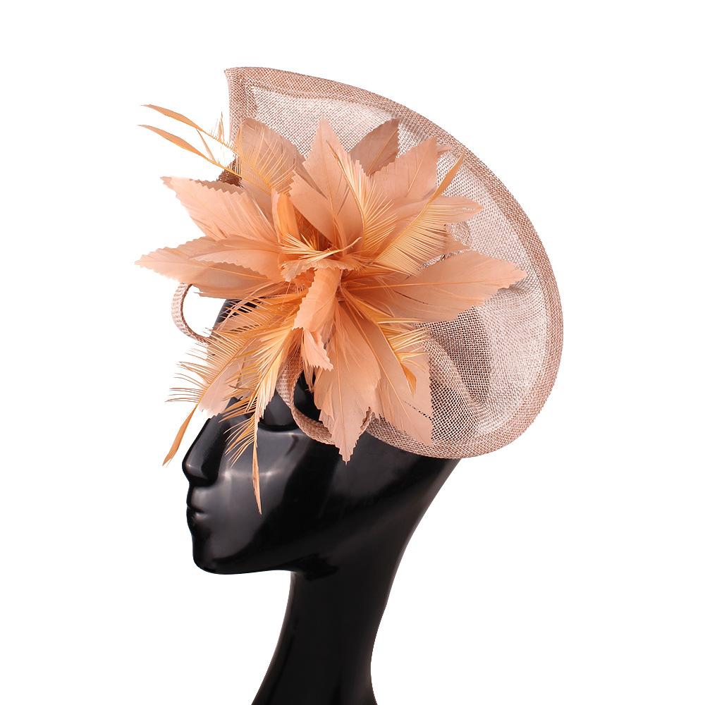 Europe And The United States New Feather Hairpin Bridal Hair Accessories Banquet Party Performance Hemp Hat Ball Headdress